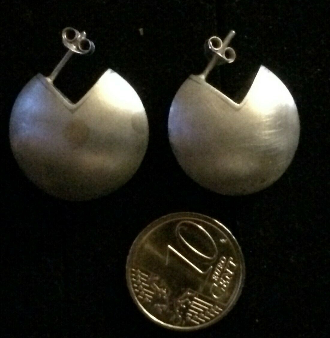 Great Art Deco Matte Silver 925 Hallmarked Stud Earrings On Clasp