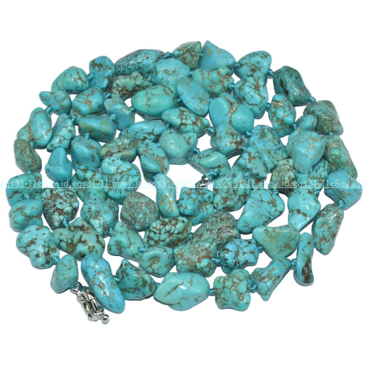 Natural Blue Turquoise 10-14mm Irregular Nugget Gemstone Beads Necklace 16-65”