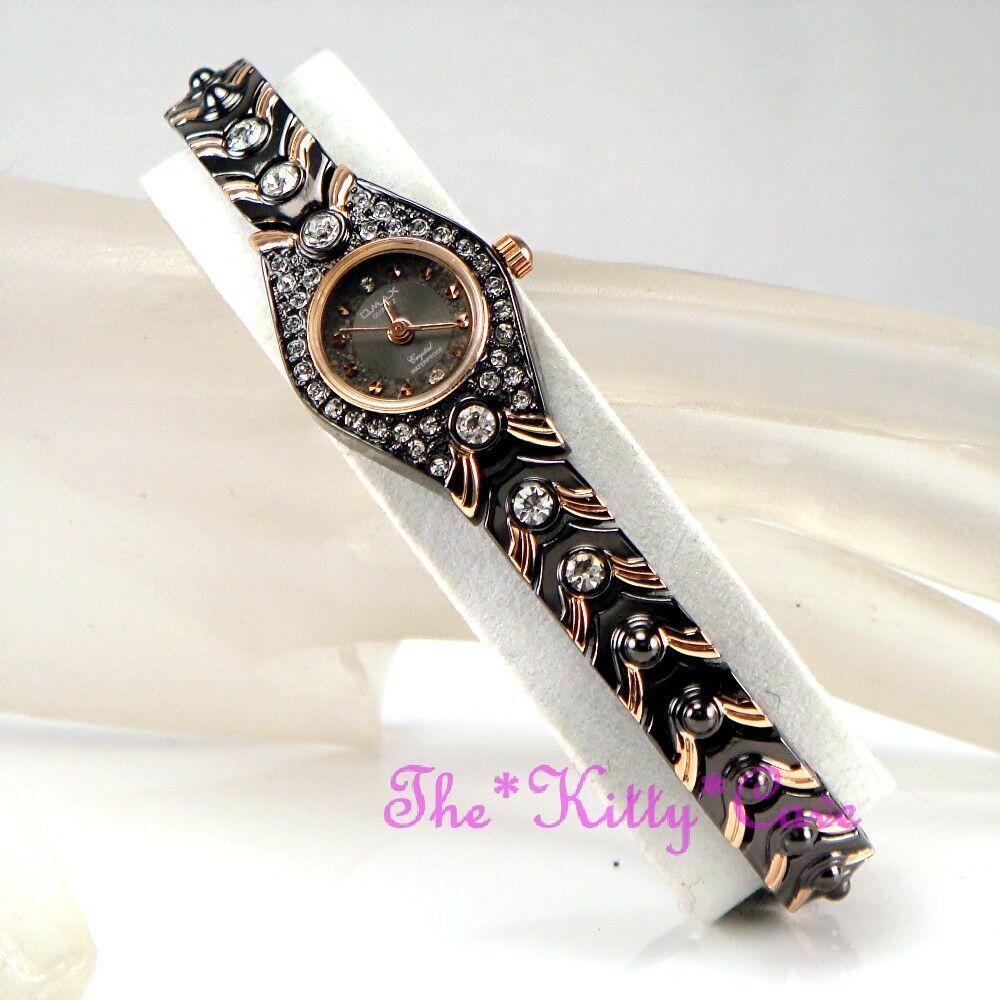 Swiss OMAX Deco Brown & Rose Gold, Seiko Movt Watch w/ Swarovski Crystals JE0104
