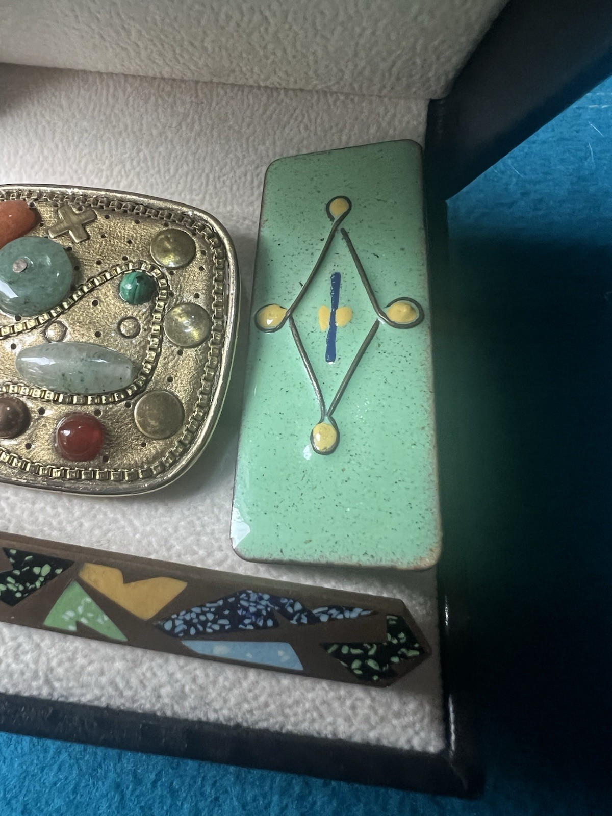 Vintage MCM Brooch Pin Lot Square Enameled Copper Abstract Art Michael Golan H13