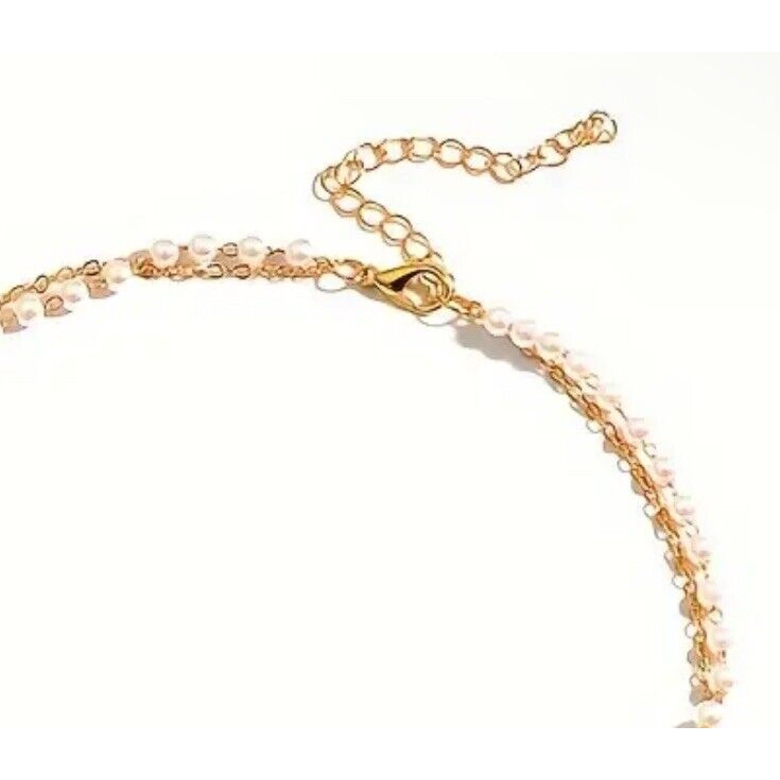 Gold Tone Necklace Bracelet (2 Piece Set) Faux Pearl Trendy Chic Fashion NEW