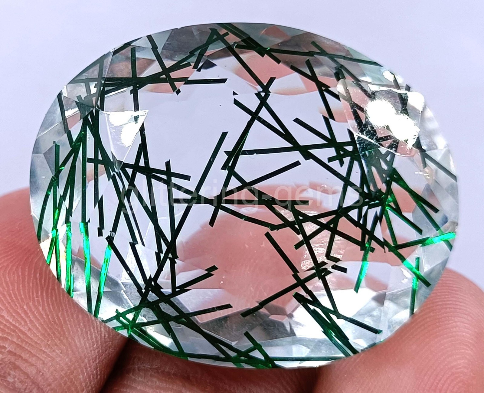 Green Rutilated Quartz 74.65 Ct Oval Cut IGL Transparent Loose Gems 5AJ