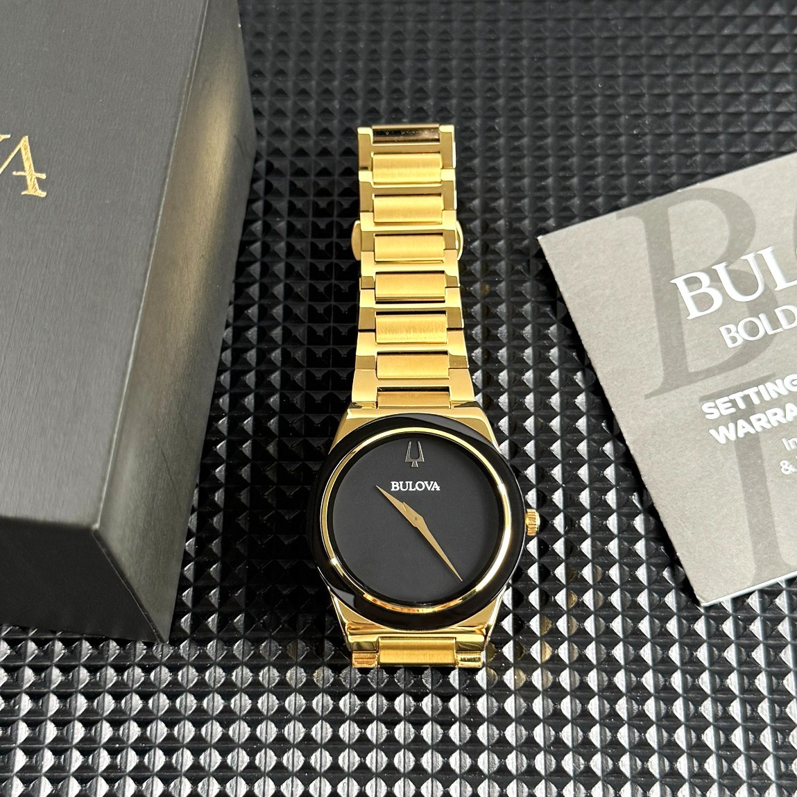Bulova Millennia Chronograph Gold Stainless Steel Black Dial 97A183 Men’s Watch