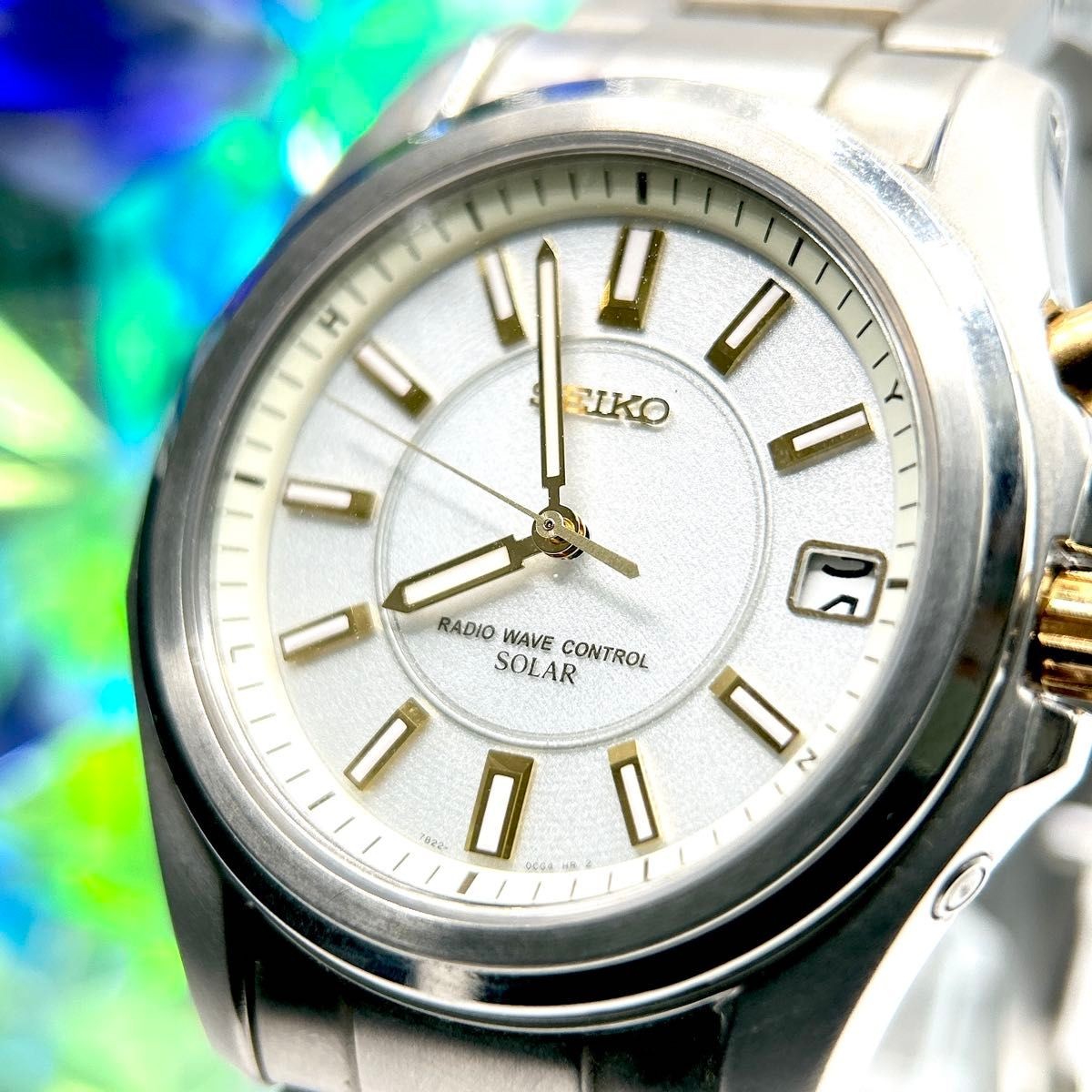 Running SEIKO Radio Wave Control Men’s Watch Radio Solar Date Ivory Titanium 10