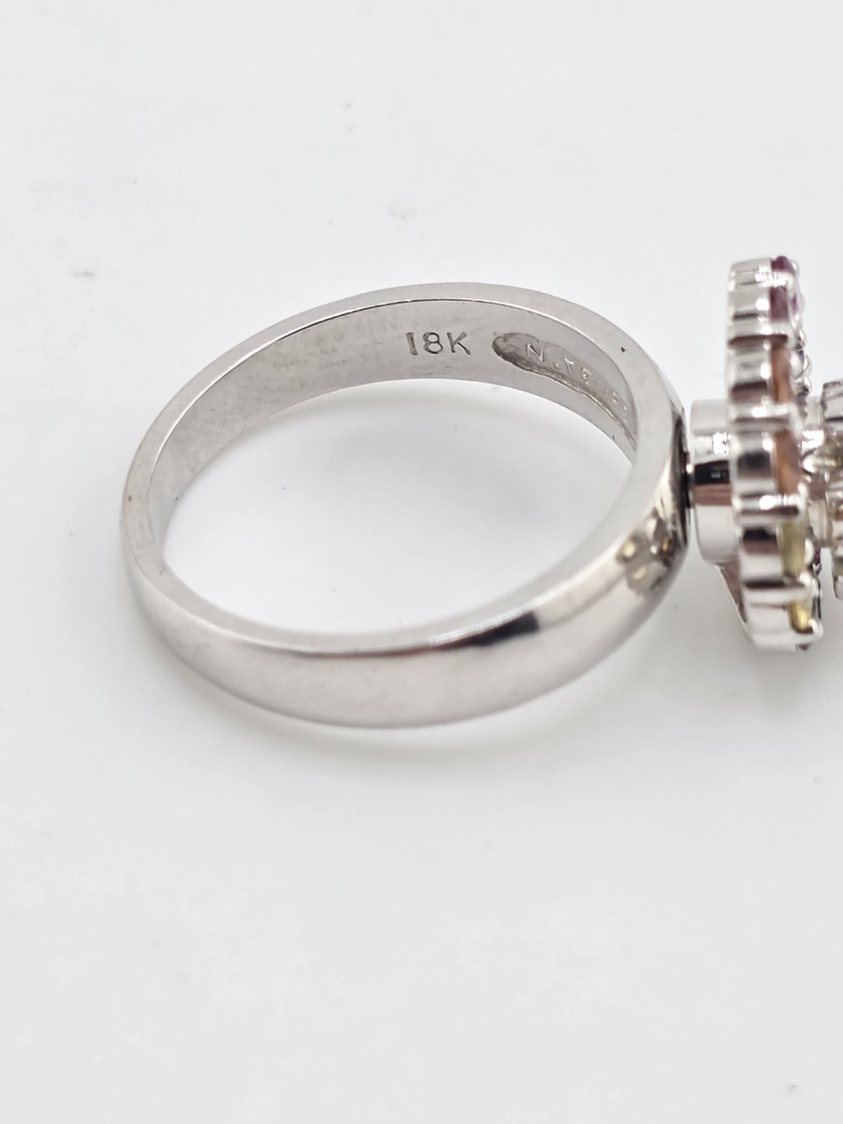 18k Gold Diamond And Sapphire Norman Teufel Spinner Ring 1975
