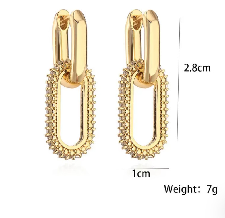 Geometric Round Drop Earrings Women Gold Silver Color Double Loop Jewelry