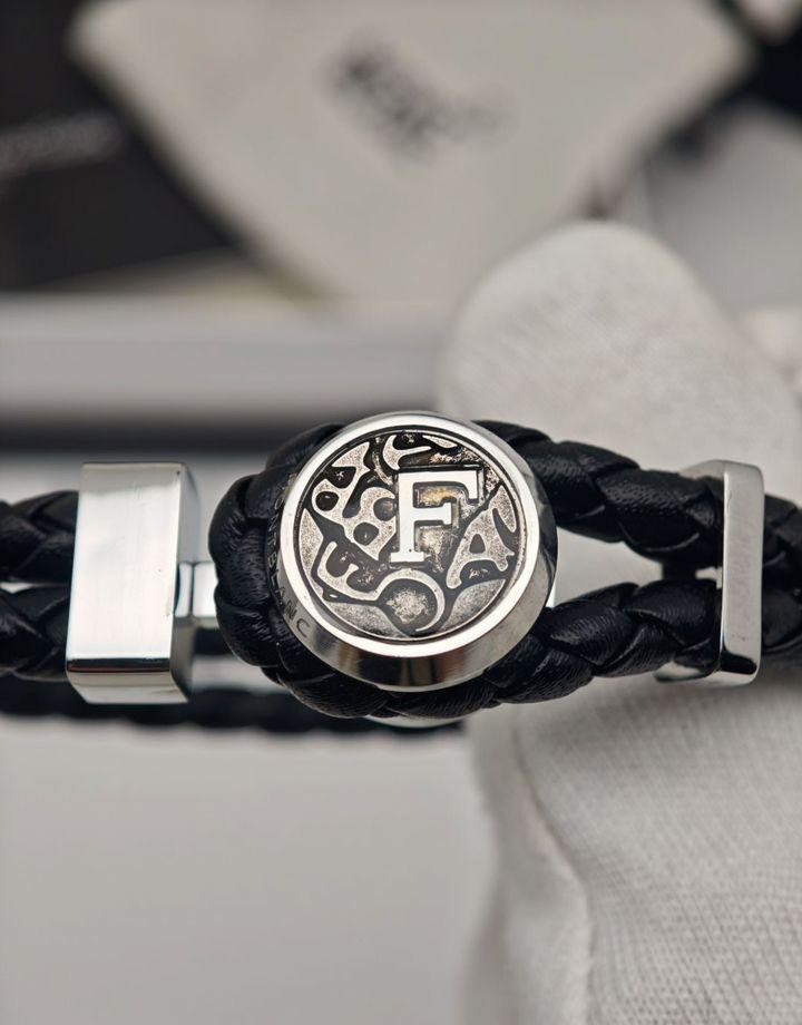 Black Leather Stainless Steel Clasp Bracelet Unisex Fine Gift Set Unbranded