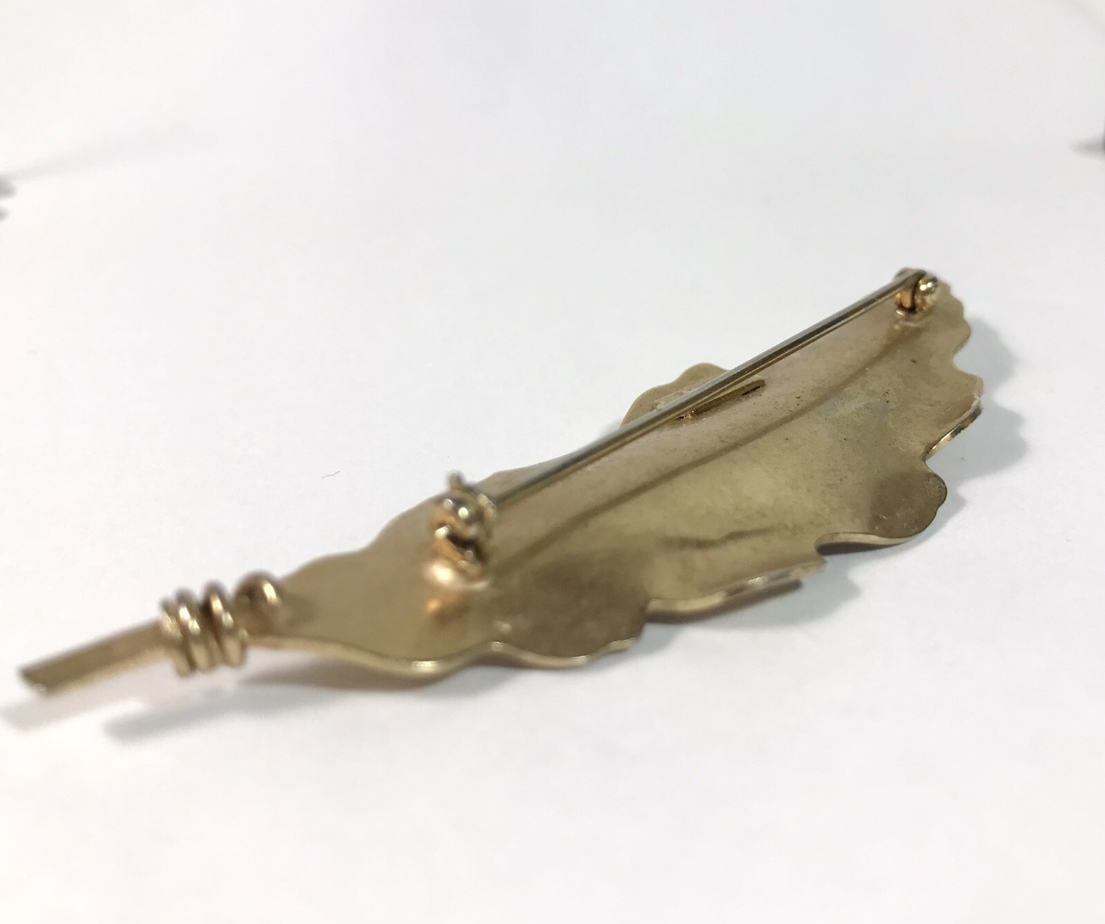 Coro Leaf Brooch Pin Vintage Brushed Gold Tone Signed 3.5 Inches