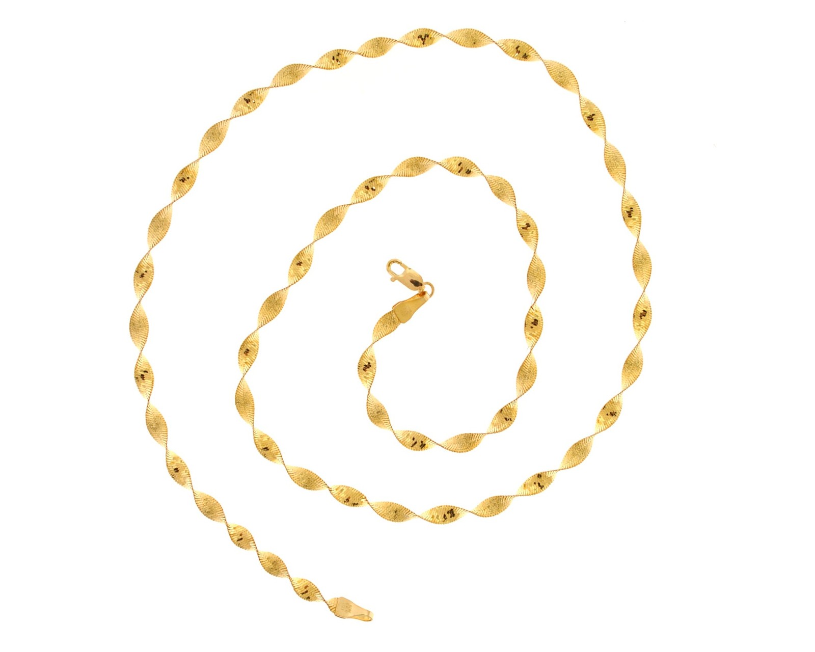 Vintage 14K Yellow Gold 3.60mm Herringbone Twist Chain 20″ Italy