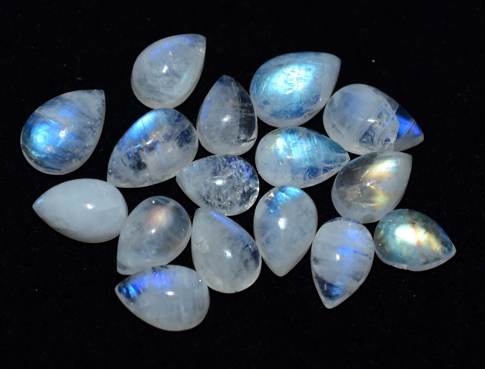 24.90 Ct Natural White Ceylon Moonstone Silky Blue Shine 16 Pcs Loose Gemstone