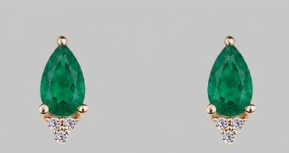 2ct Pear Simulated Green Emerald/Diamond Stunning Stud Earring Rose Gold Plated