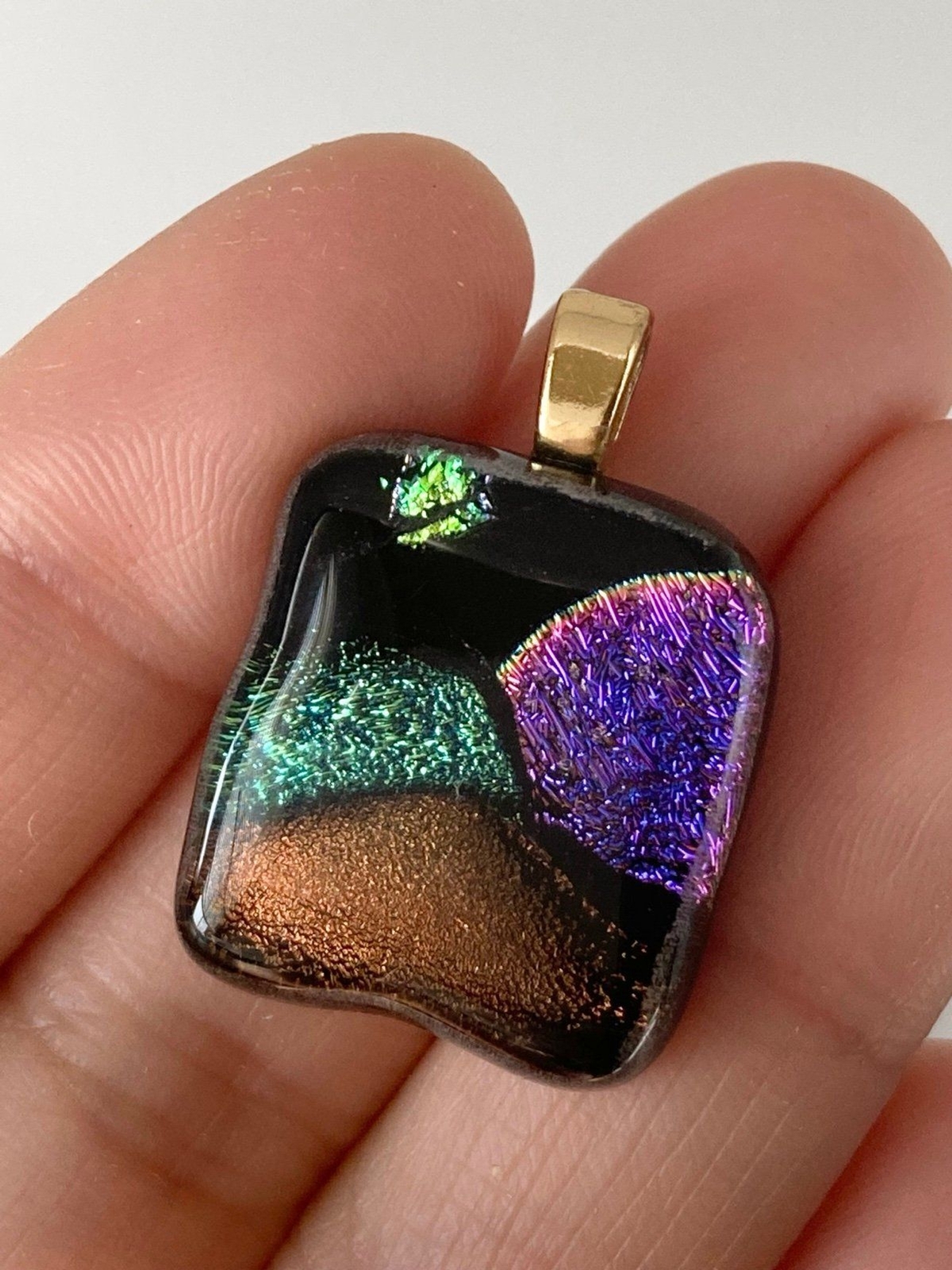 Handcrafted purple brown dichroic glass Pendant