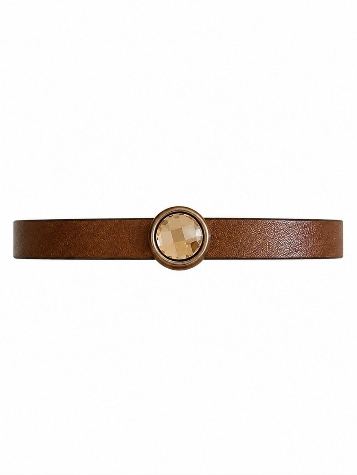 Handmade Brown Leather Magnetic Clasp Bracelet Champagne Crystal Boho Minimalist