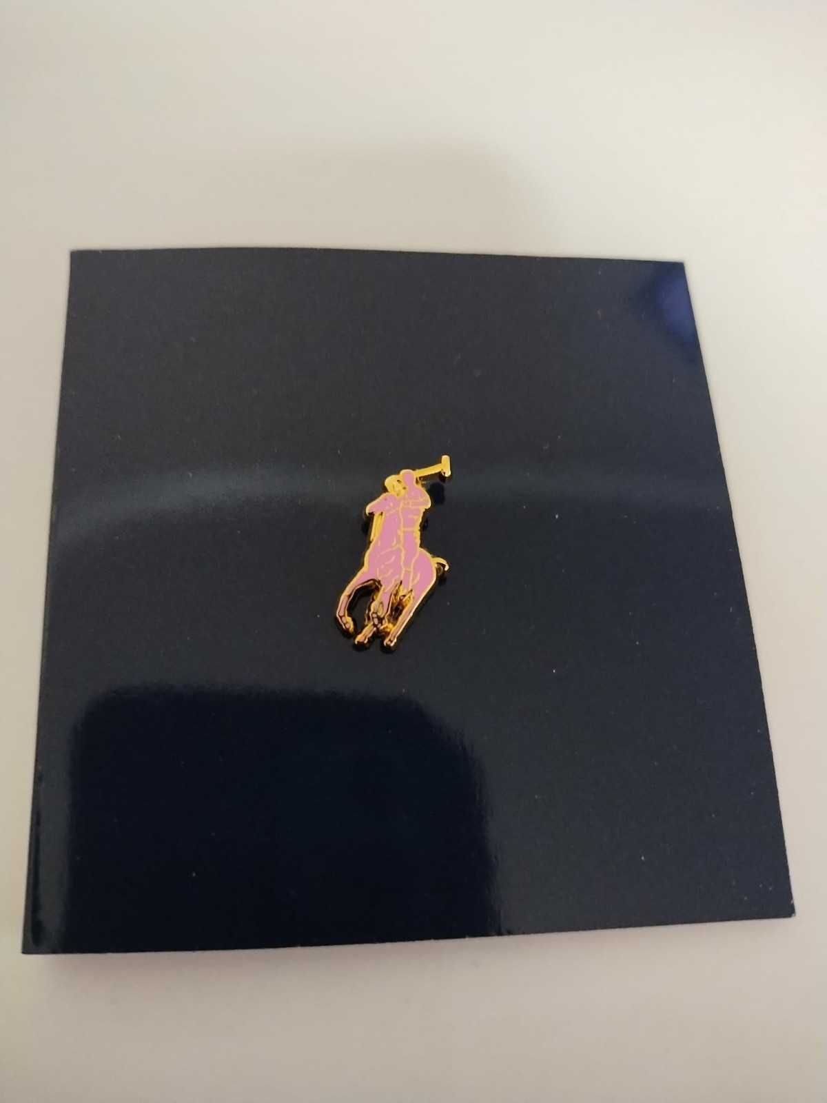 NEW! Polo Ralph Lauren Lapel Pony Pin Tie Tack Pink Gold Enamel Polo NIP