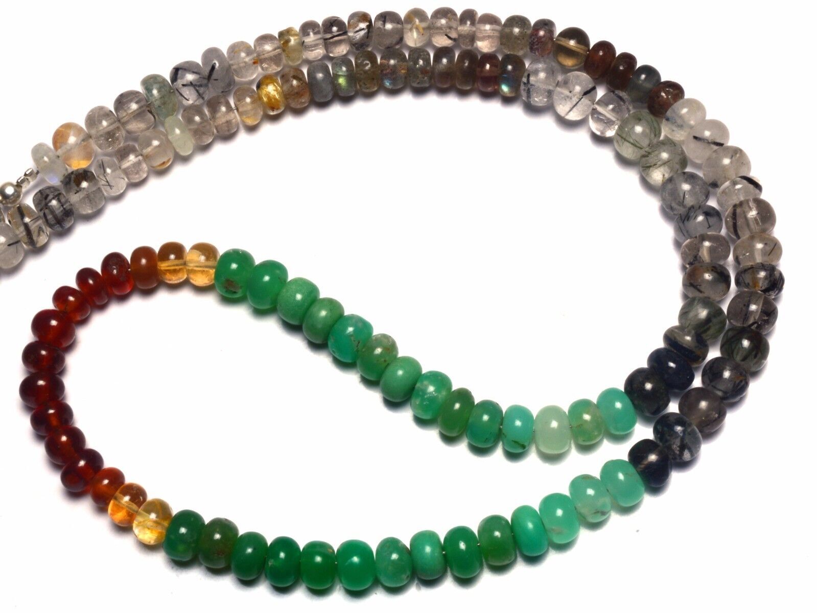 Mix Natural Gemstones 5MM Approx. Rondelle Beads Necklace 17″