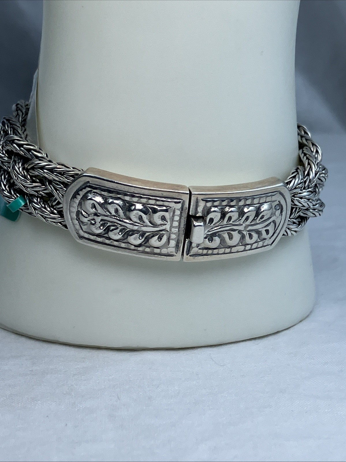 $1.6 K NWT NOS Effy Sterling 18k Braid Bracelet Thick 50 G Cabochon Southwest