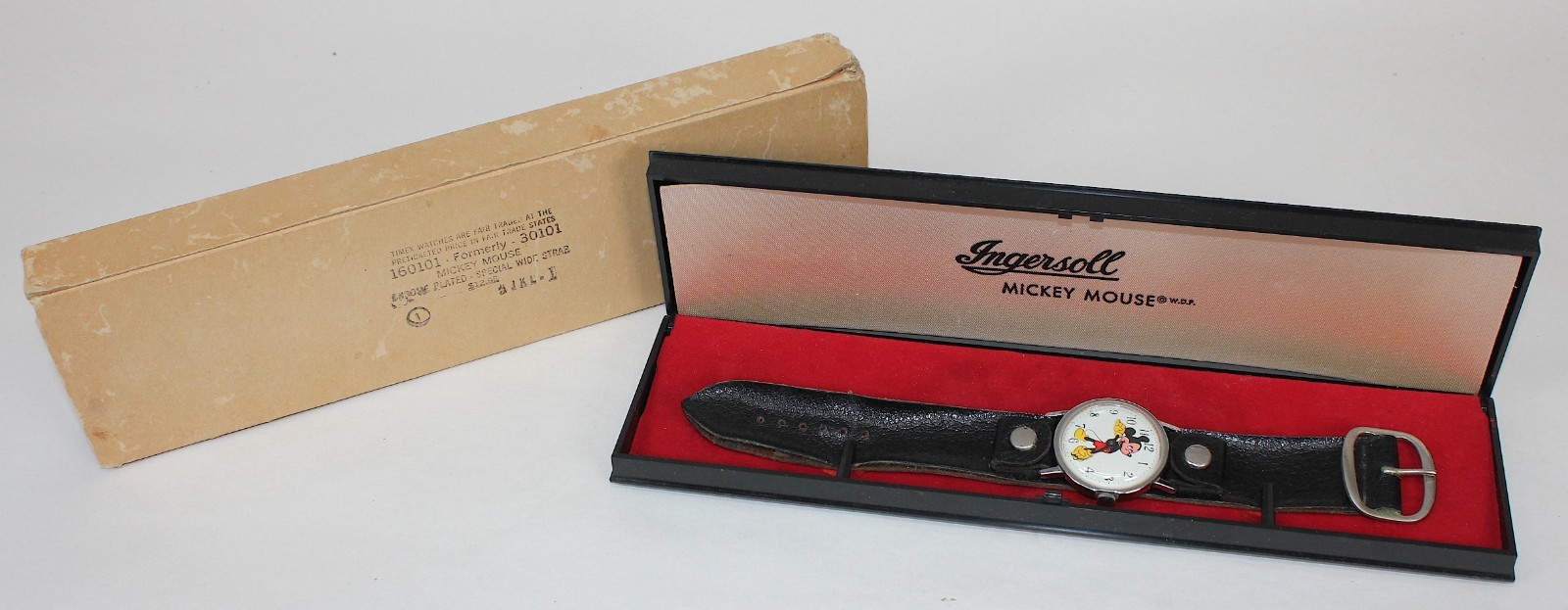 Vintage Ingersoll Timex Mickey Mouse Manual Wind Wrist Watch • Box • Works