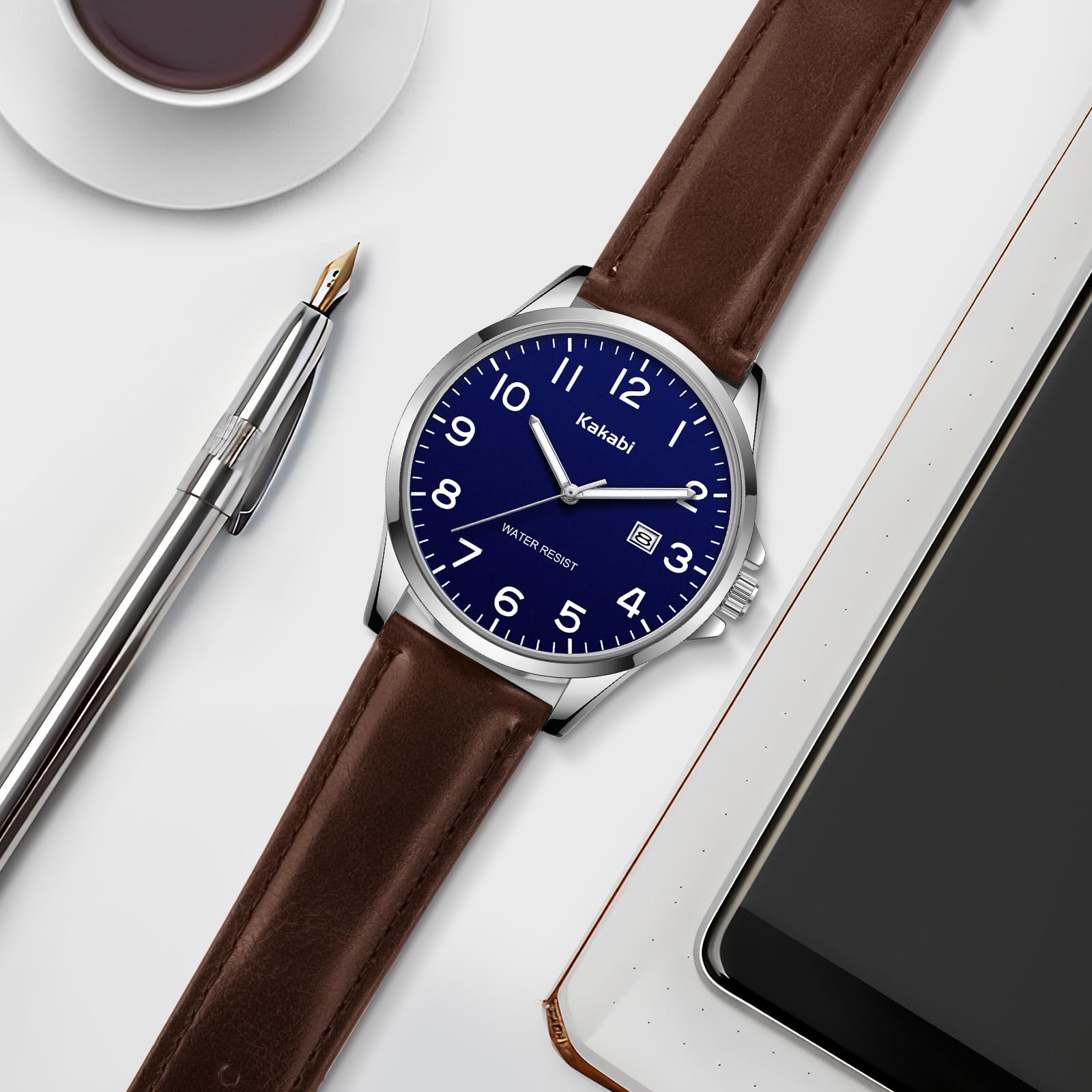 Kakabi Watch for Men, Fashion Minimalist Wrist 07-BrownBlue-P