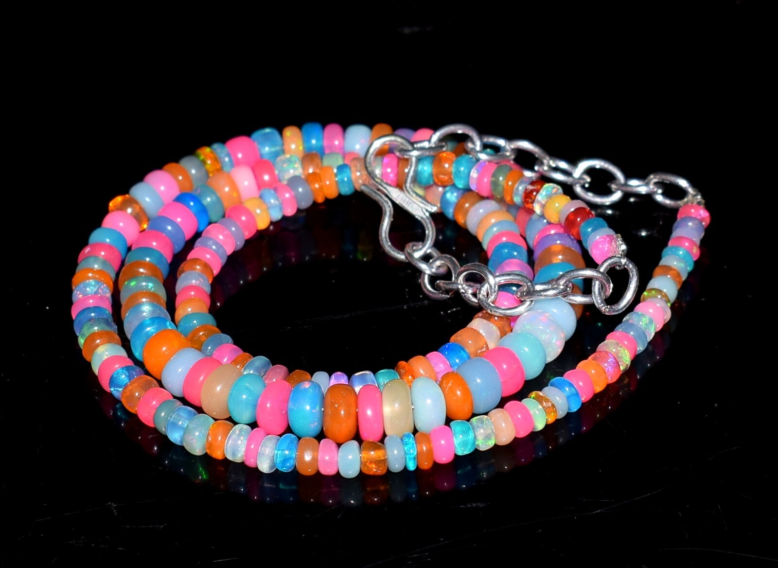 AAA+ Natural Ethiopian Opal Wello Fire Opal Gemstone Beads 16″Necklace F3673