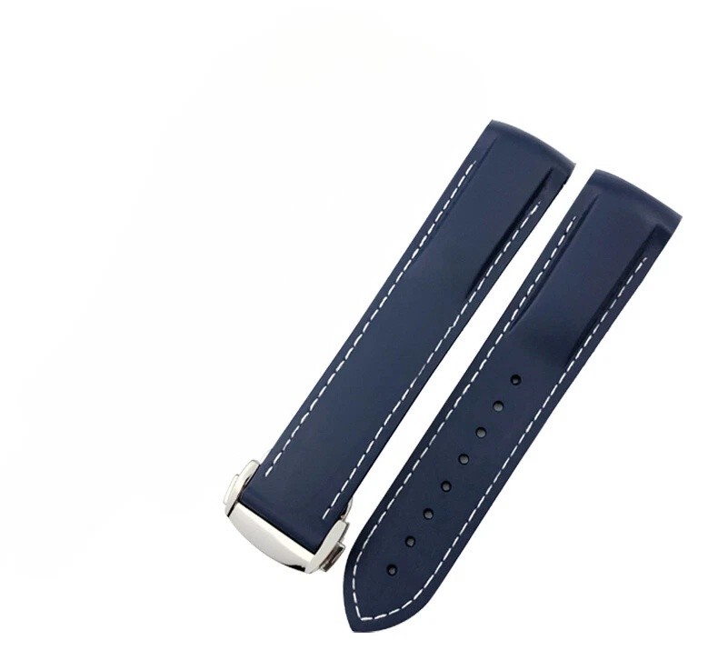 Butterfly Clasp Rubber Watch Band Strap 19 20 21mm Fits Omega New Seamaster 300