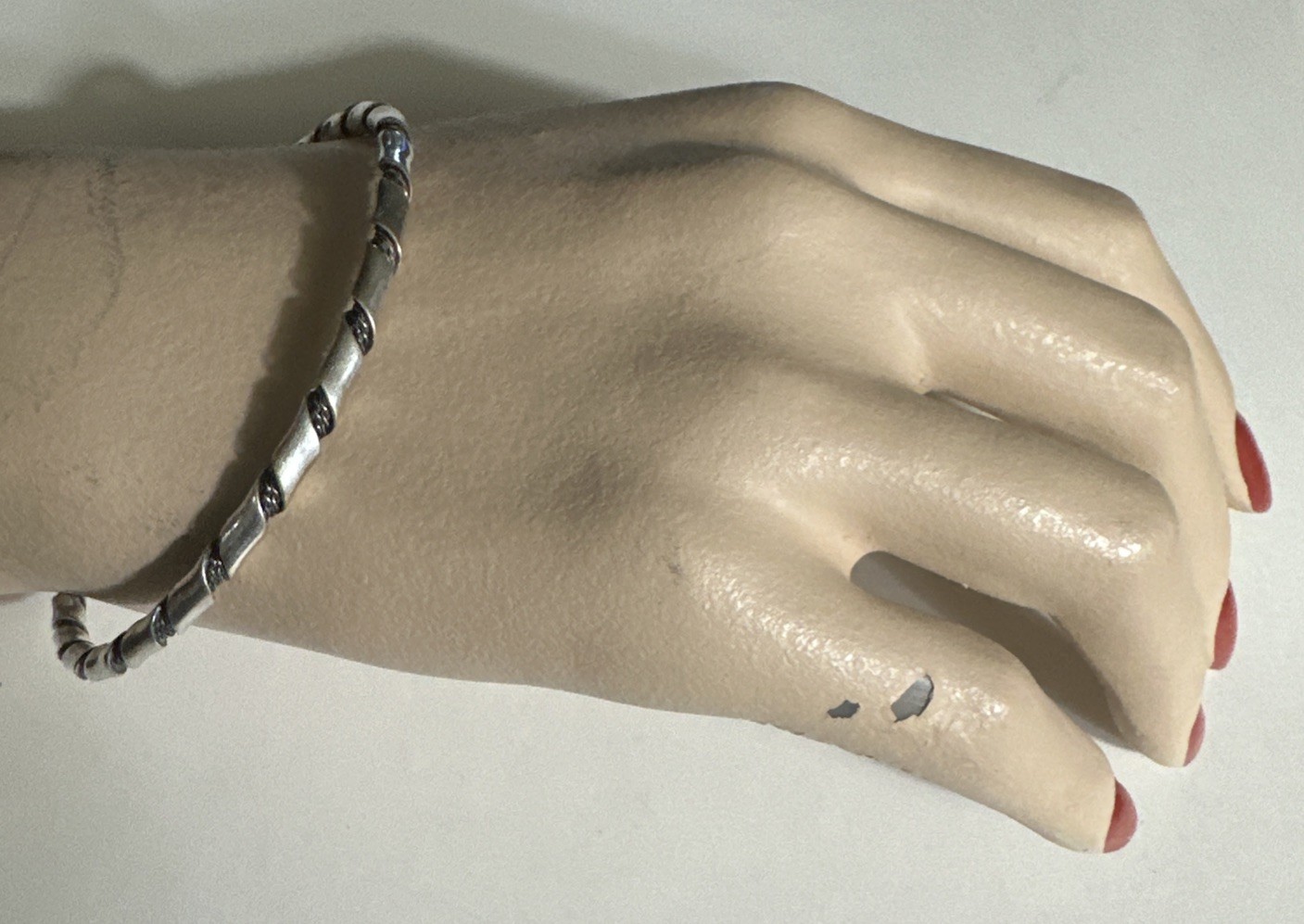 VINTAGE STERLING SILVER 925 TWISTED ROPE 17.95g BANGLE BRACELET 7 3/4″