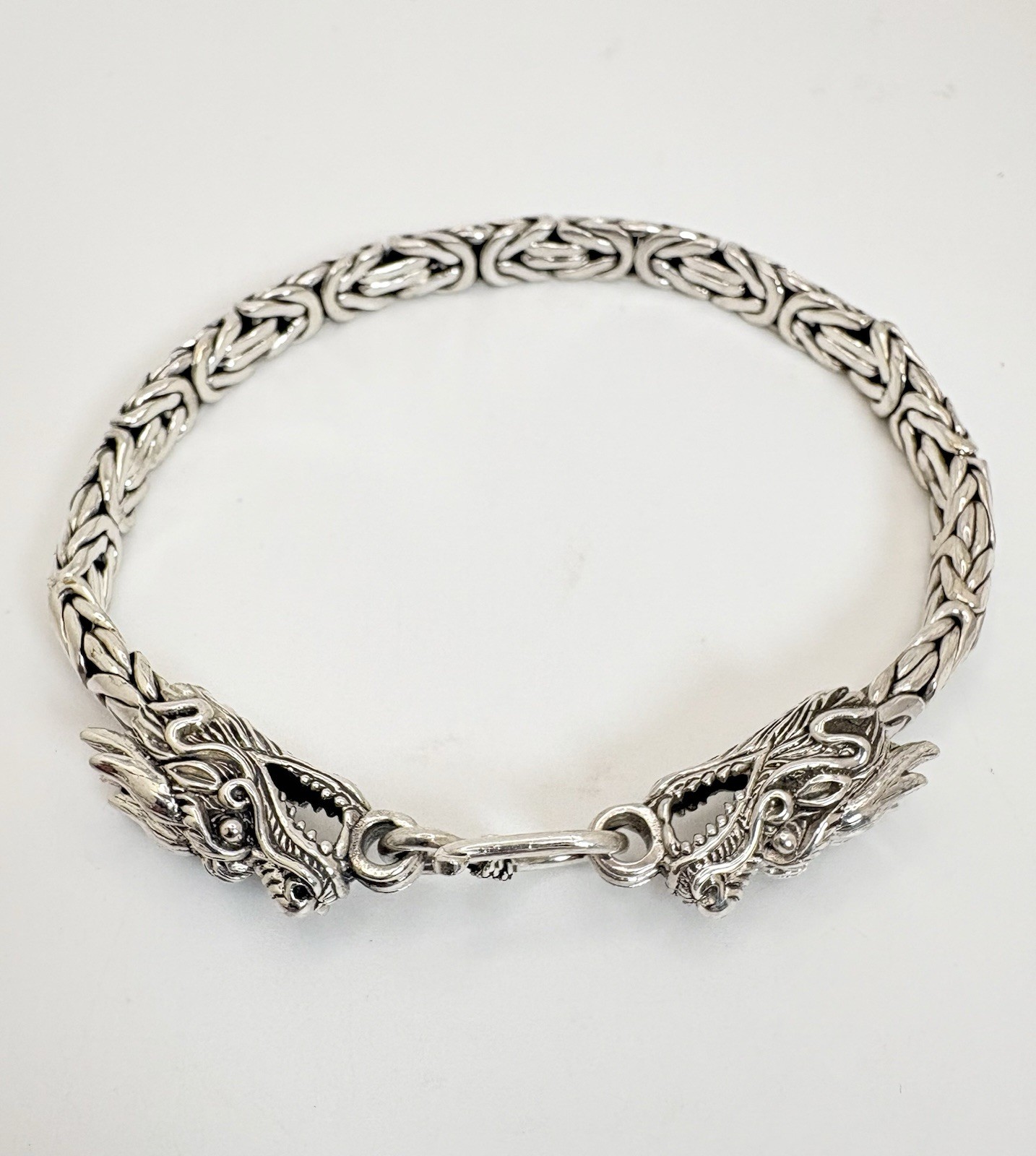 Dragon Head Borobudur Bracelet Sterling Silver 30.10g 7.25in Bali Legacy
