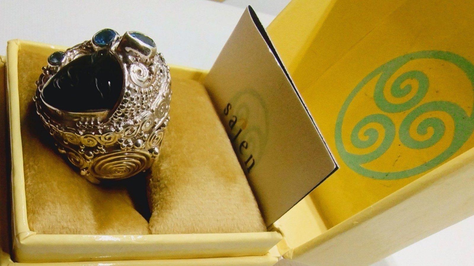 Sajen Rainbow Obsidian Carved Goddess MultiGemstone Sz6 Ring 925 Silver 8.00ctw