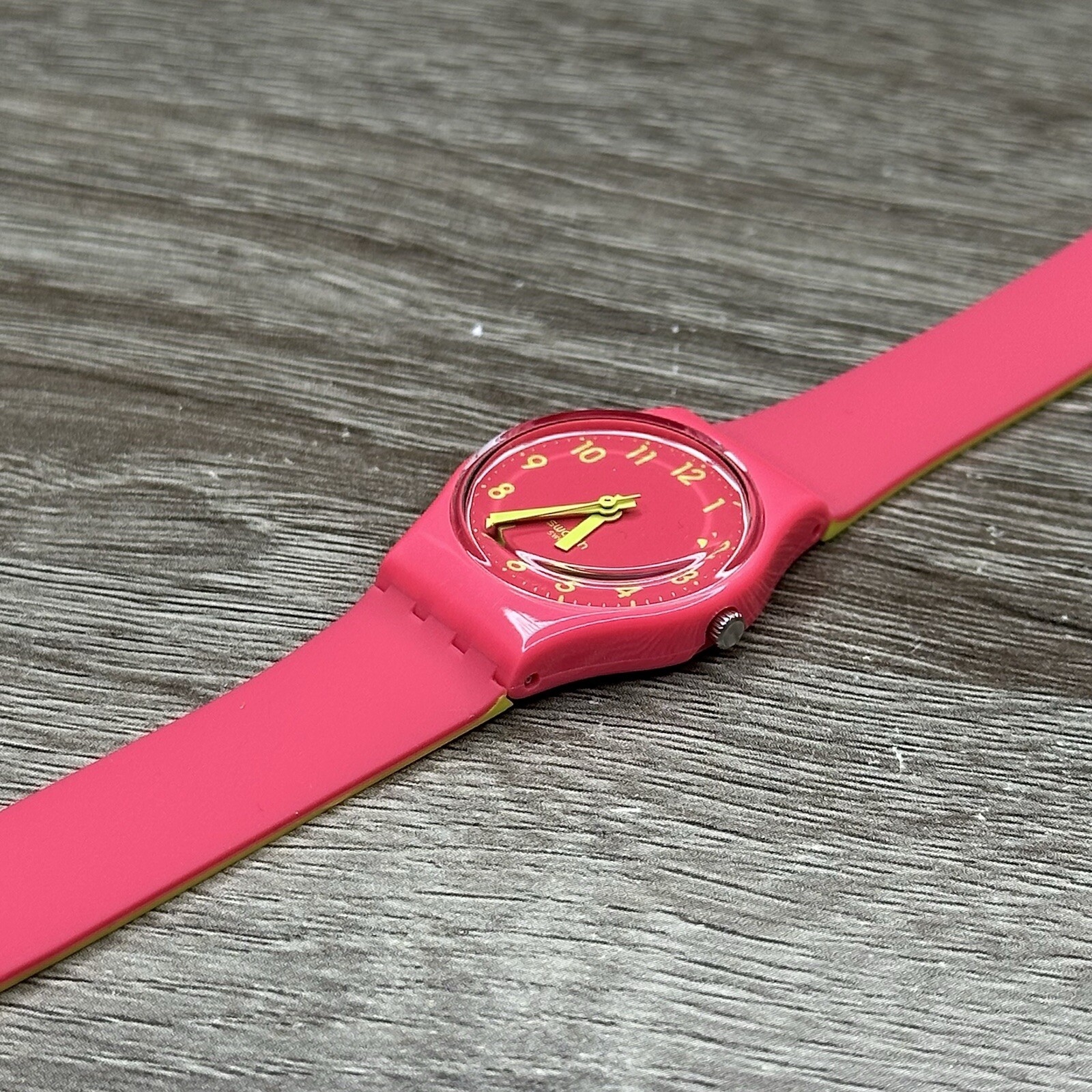 NEW✅ LIMITED✅ Swatch BIKO ROSE Pink Silicone Wrap Around Ladies Watch LP131