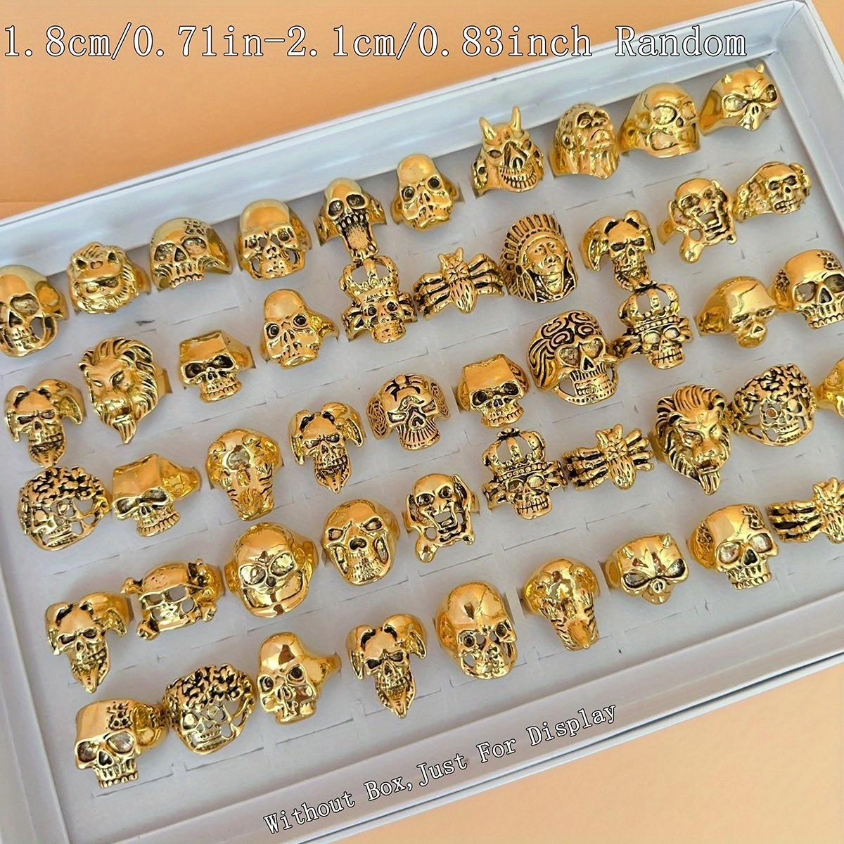 50/100Pcs Wholesale Vintage Skull Rings Punk Cool Goth Ring Set Chunky Retro Y2K