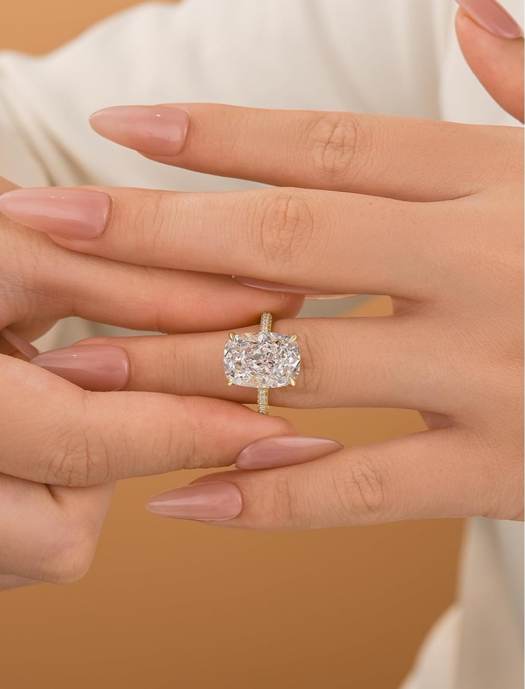 Rodiffy 7 CT. Elongated Cushion Cut CZ. Size. 6 S925 Sterling Silver