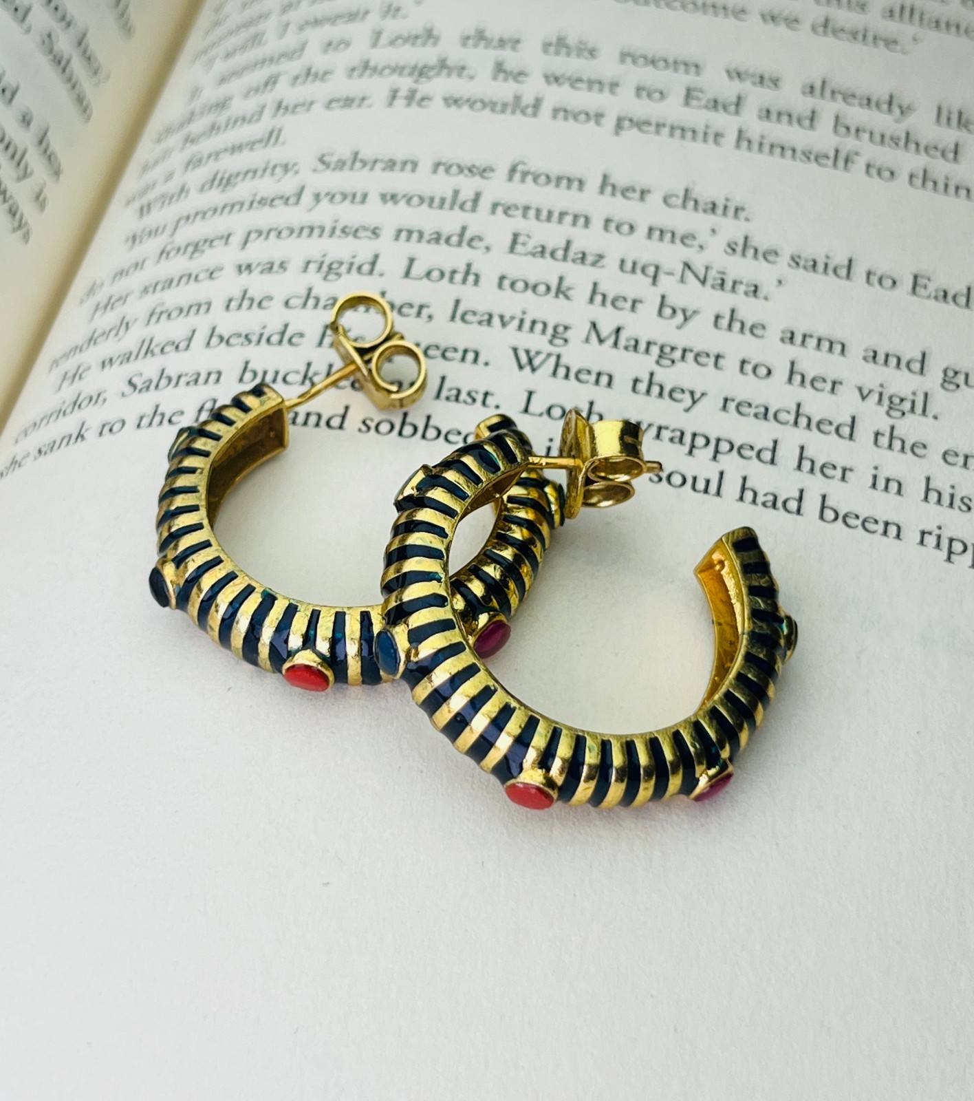 Silver Gold Plated Black Enamel Multi Color Kundan Hoop For Women