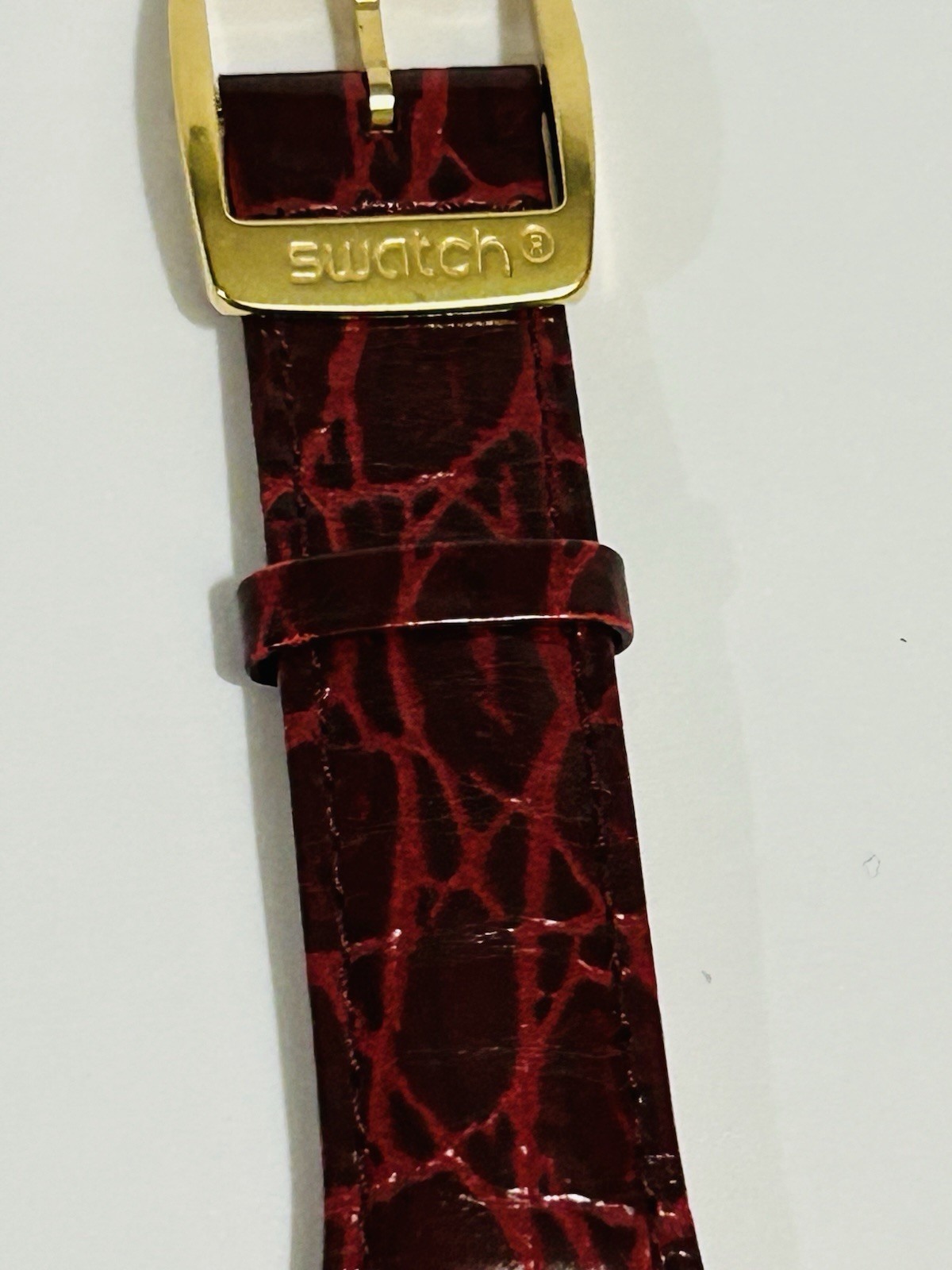 Swatch Swiss Lot of 2 Quartz Gold Tone Roman Dial Leather Strap Watches