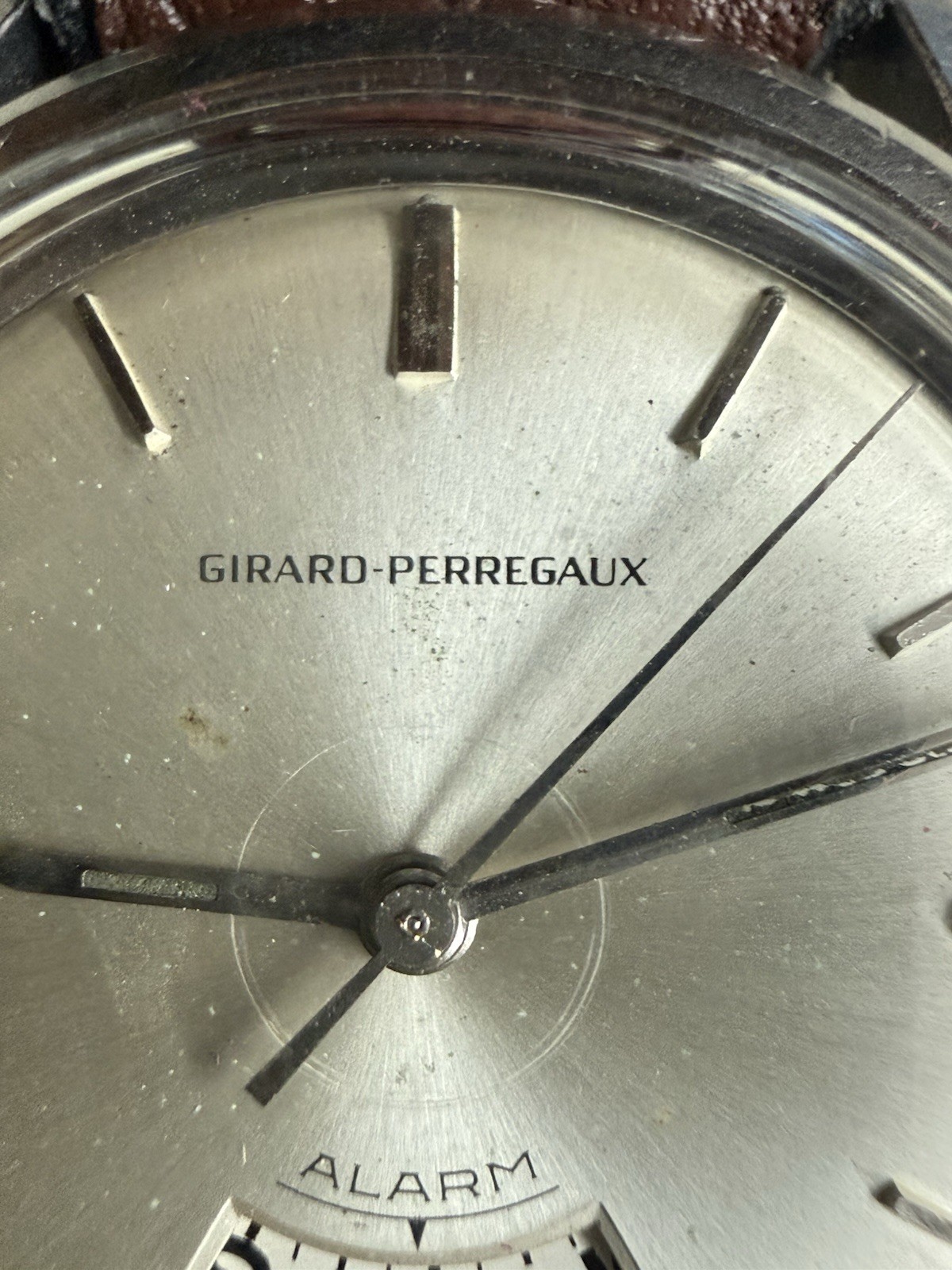 VINTAGE GIRARD PERREGAUX ALARM STAINLESS STEEL MANUAL WIND AS 1475 SWISS WATCH