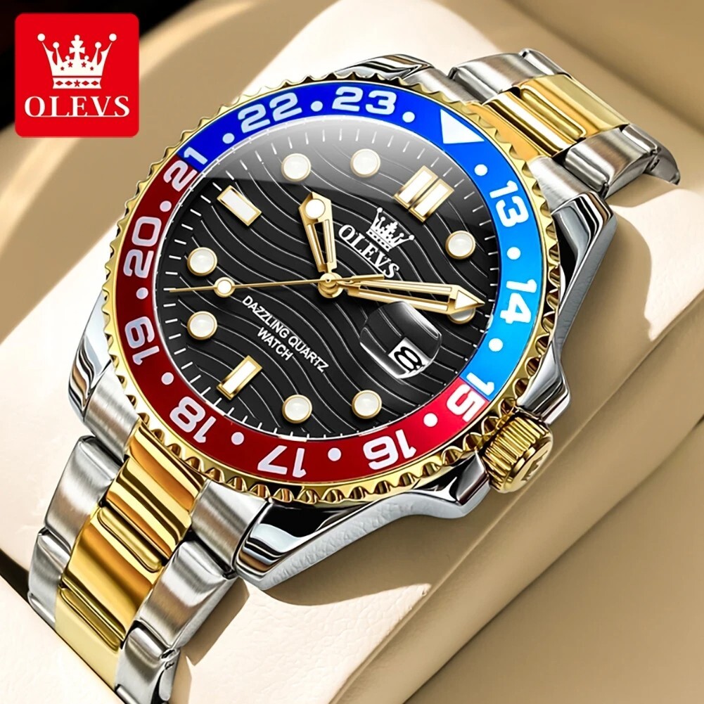 Waterproof Quartz Watch Men’s Men OLEVS Luminous Luxury Date Business Strap