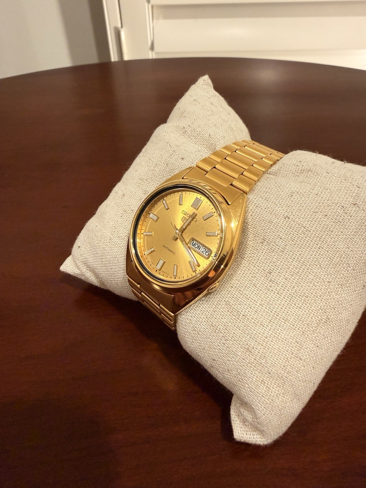 Seiko 5 Men’s Automatic Day/Date Gold-Tone Stainless Steel Bracelet Watch