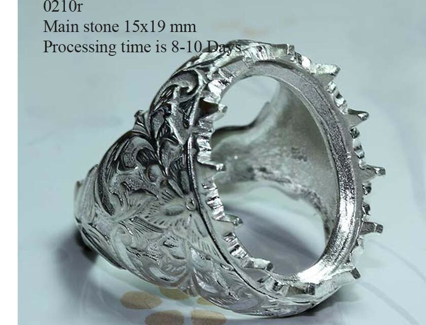 15×19 MM. Oval cut semi-mount ring setting sterling silver 925#210 Pre-order