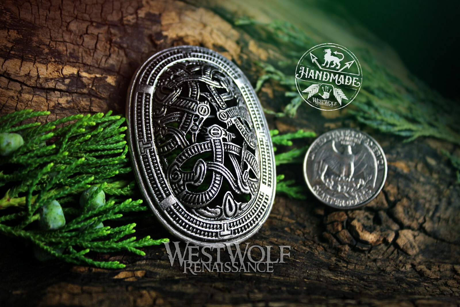 Viking Tortoise Brooch or Pin – Borre Art Style — Norse/Scandinavian/Celtic/Me
