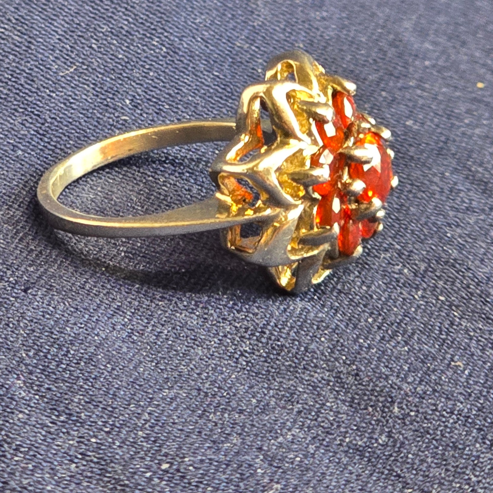 Sterling Silver Ring 4.08g Fine Jewelry Size 4.5 Blood Orange Color *READ*