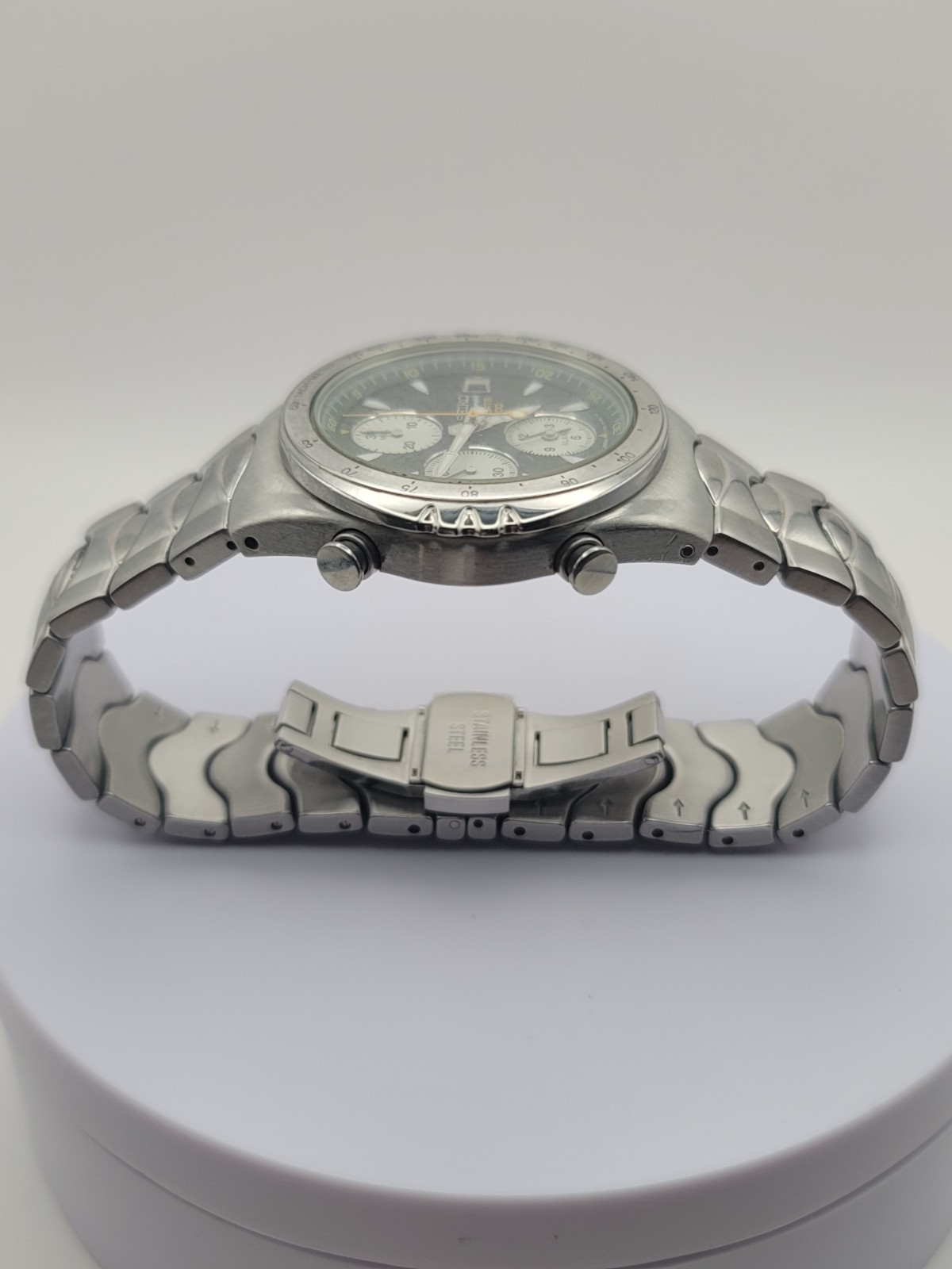 Vintage Seiko Macchina Sportiva Giugiaro Chronograph Green Panda Watch 7T32-6H60