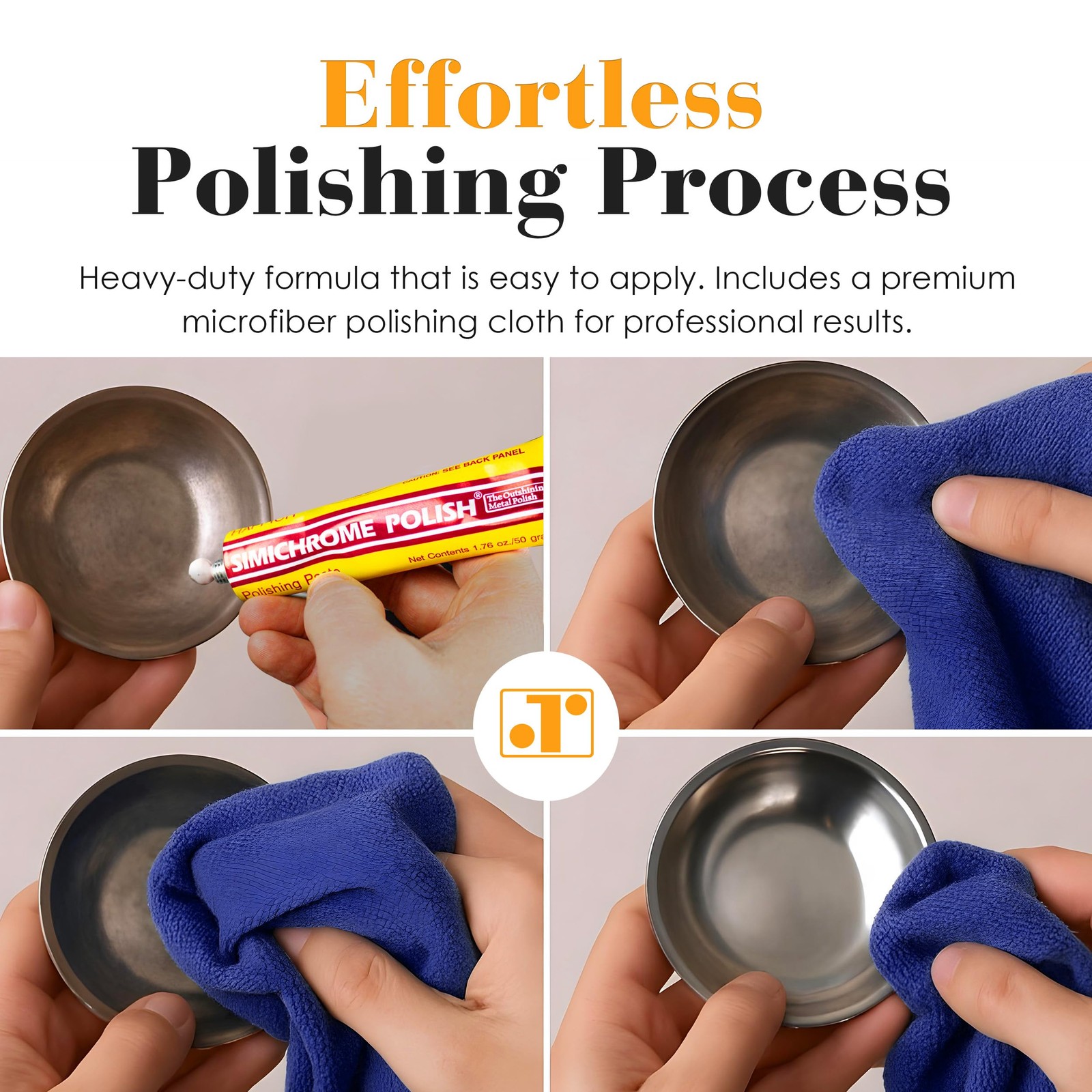 Simichrome Metal Polish 250g with Cloth – Restore Shine on Chrome, Aluminum,