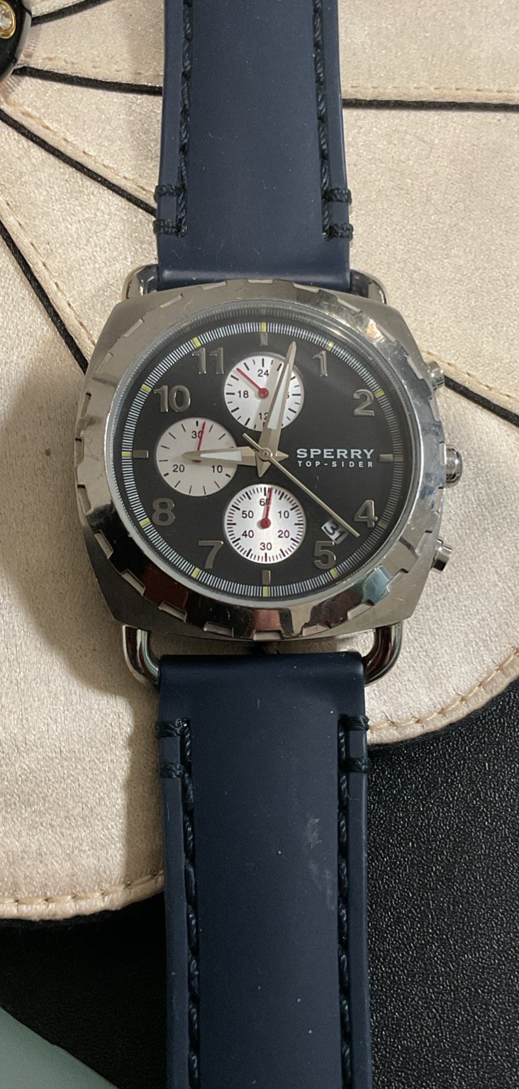 Sperry Top-Sider Chronograph Watch – Sailing Black Dial – Blue Band 102034 A126