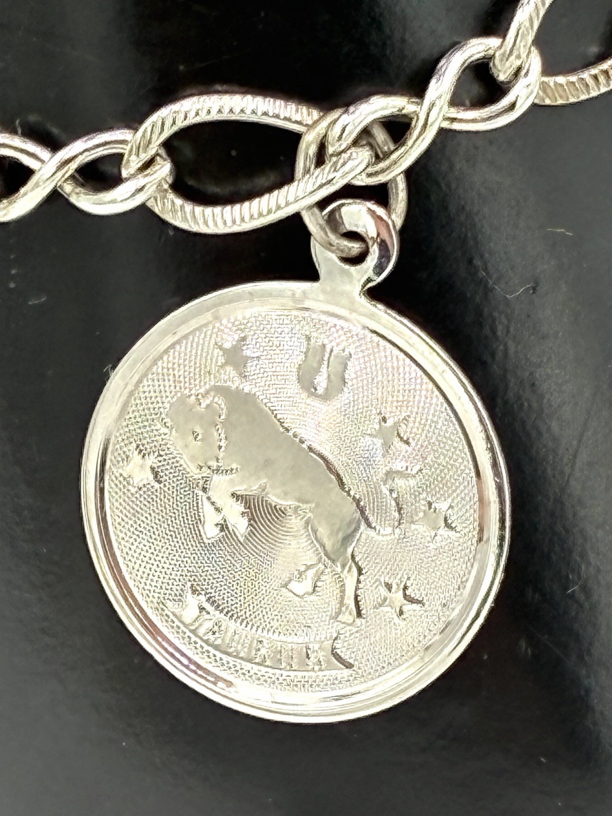 Sterling Silver Charm Bracelet Taurus Zodiac Dog Kinney 14g Figaro Chain