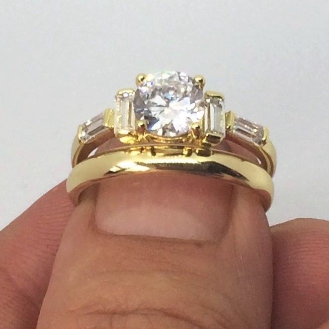 14k gold plated Imitation Diamonds Bridal Engagement Wedding Ring Set LY35