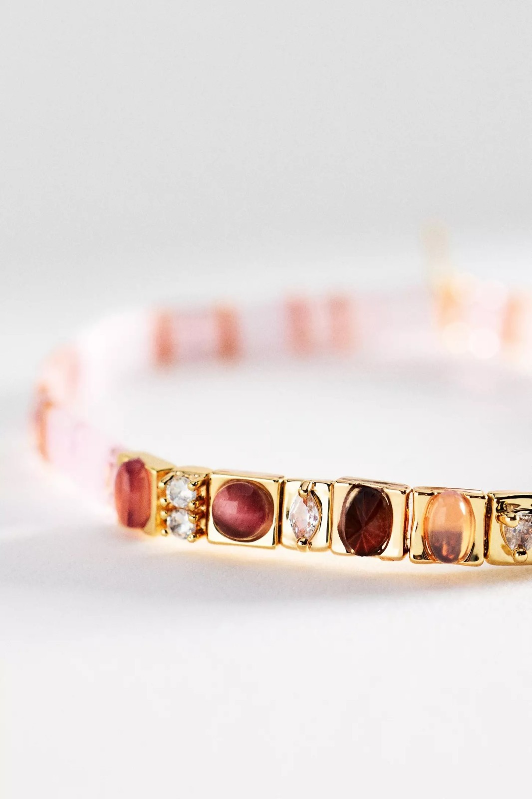 NWT Anthropologie Colorful Beaded Chicklet Stretch Bracelet Pink & Wine