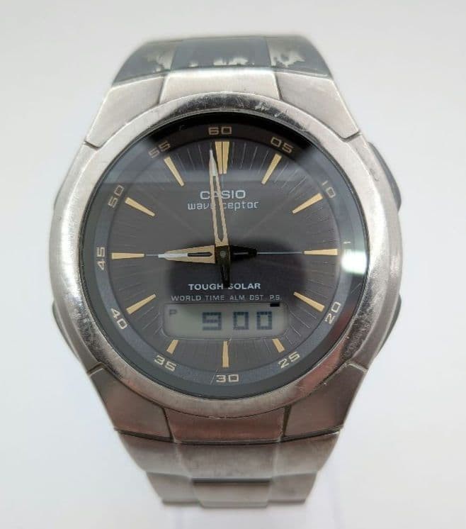 CASIO WAVE CEPTOR WVH-100TJ Analog-Digital Radio-Controlled Solar Watch 【USED】