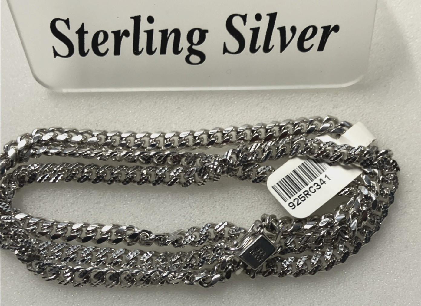 925 Sterling Silver Italy Solid Cuban Link Diamond-Cuts Chain 34grams 4.8mm 24”
