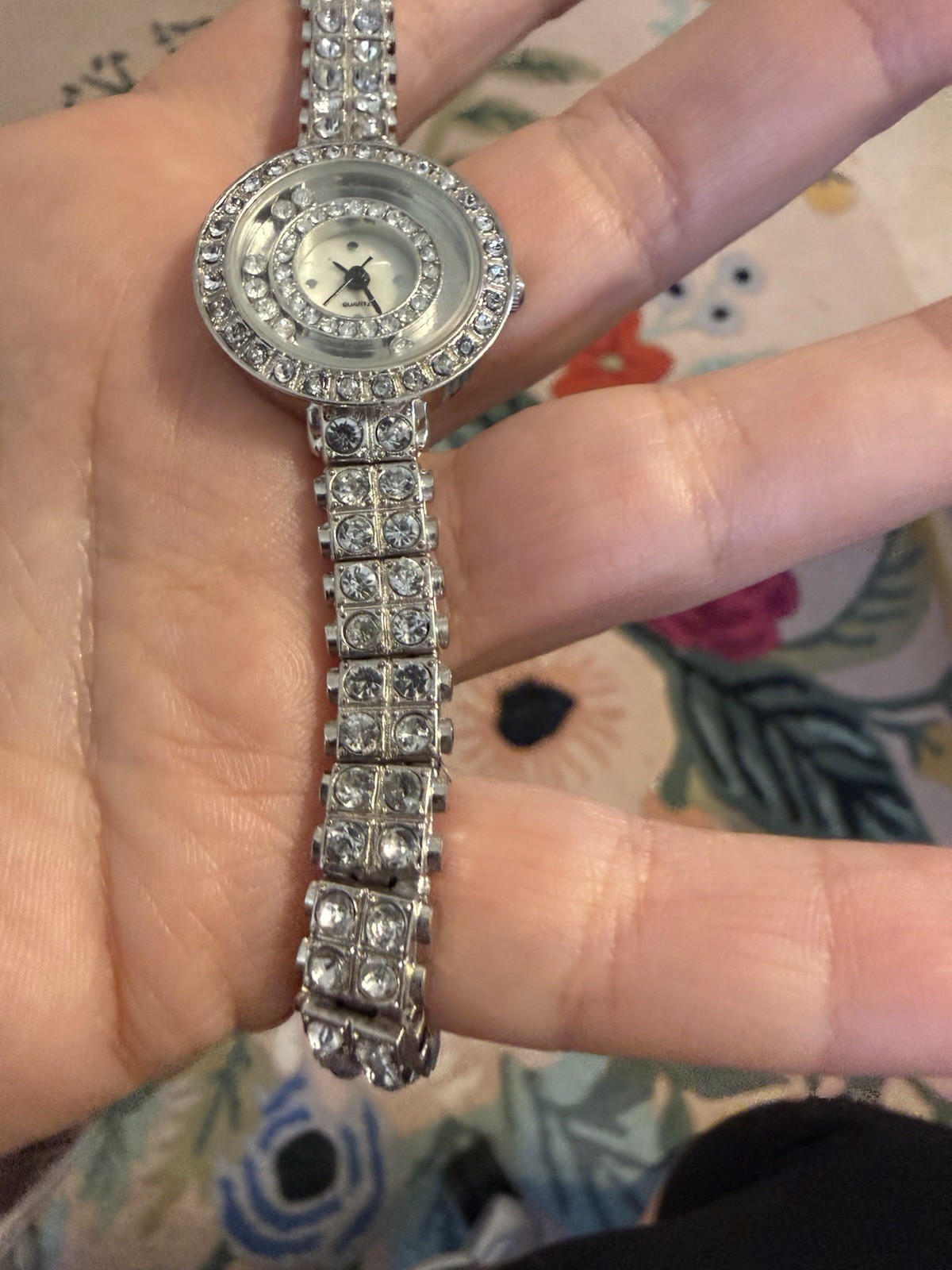 Accutime Watch Corp BN702 Silver Tone Rhinestone Quartz Dress Watch NEW