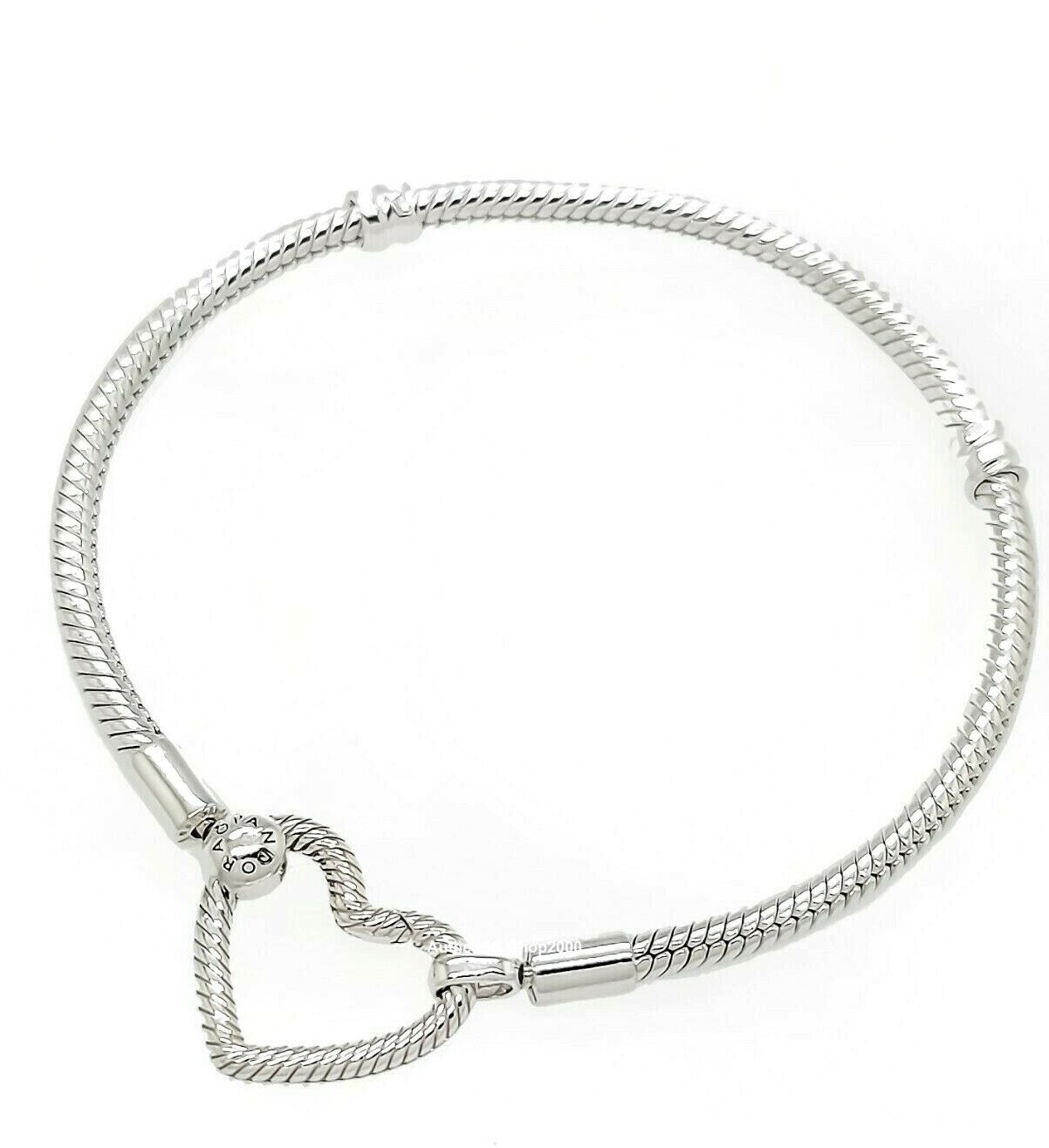 NEW 100% Authentic PANDORA Moments Heart Closure Snake Chain Bracelet 599539C00