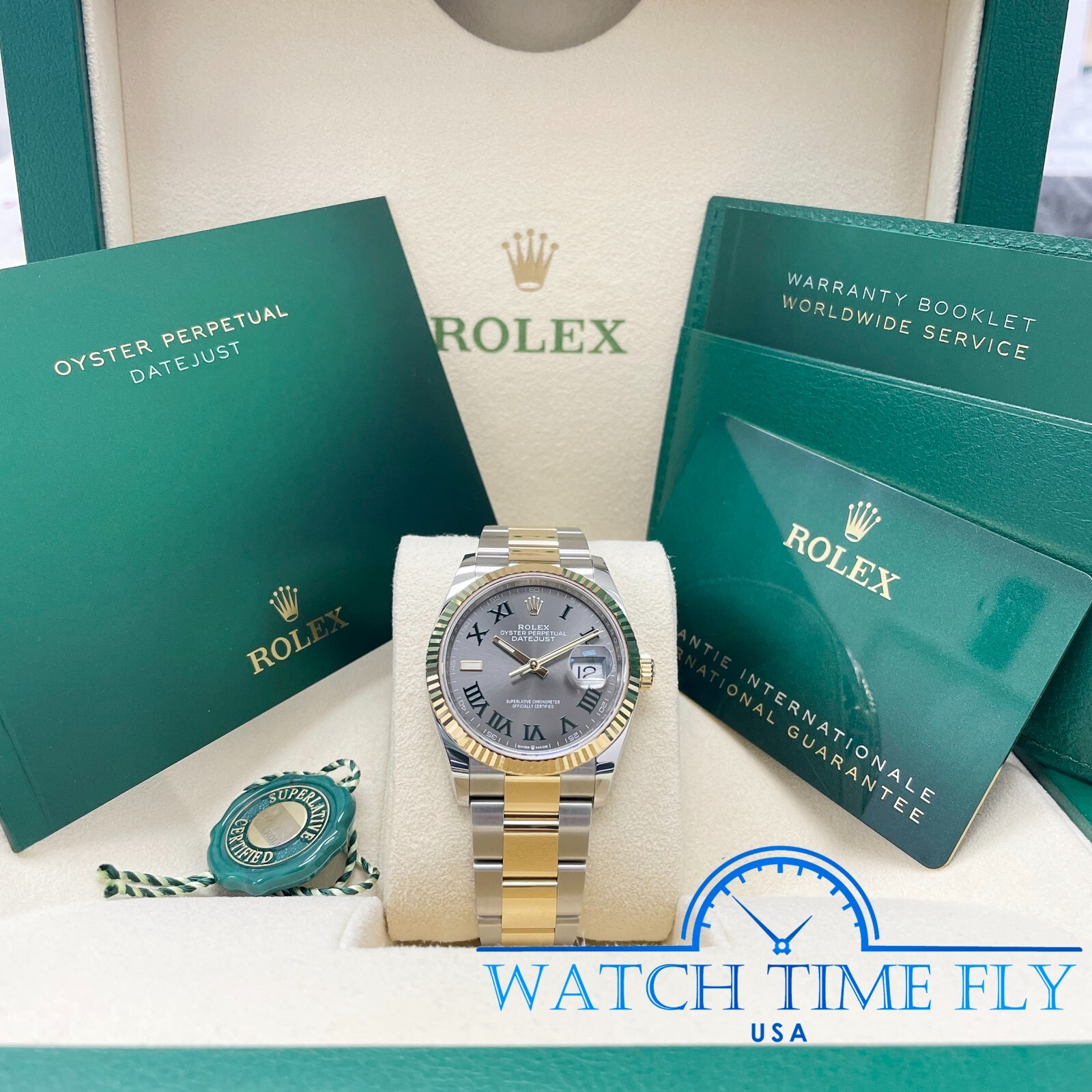 Rolex 126233 Datejust 36mm Two-Tone Steel/Yellow Gold Fluted Bezel Wimbledon