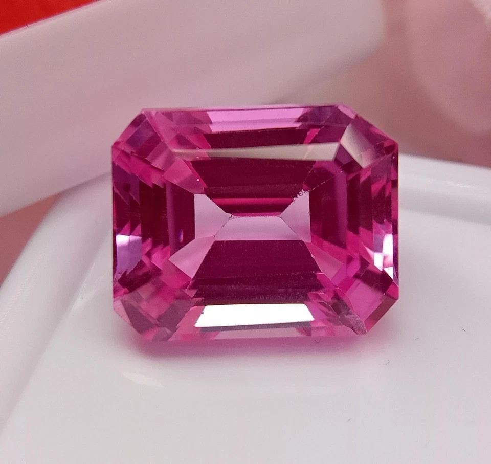 Natural 9.70 Ct Certified Flawless Pink Sapphire Emerald Cut Loose Gemstone